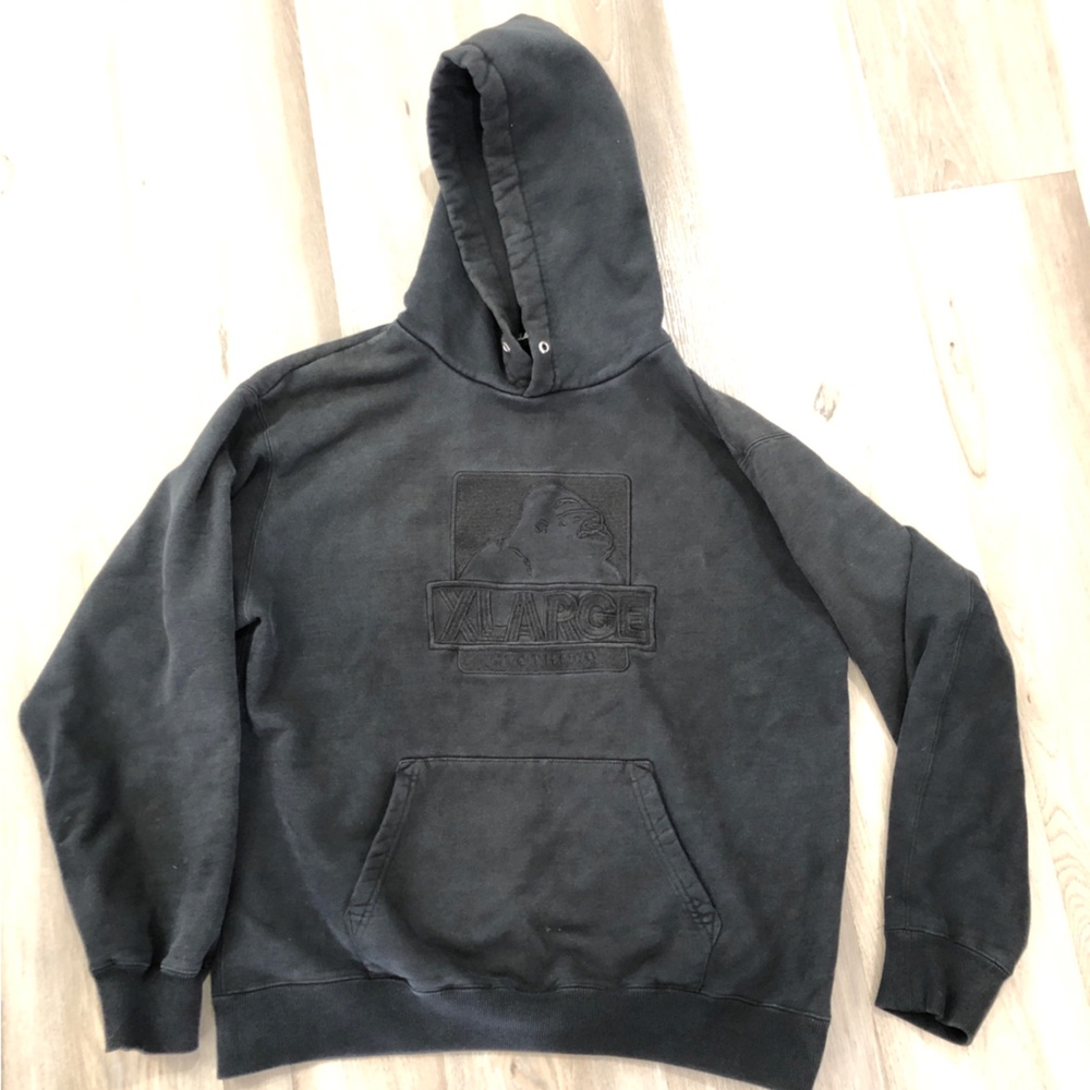 XLARGE Gorilla Logo Hoodie – Men’s Large - Black – Vintage Wash